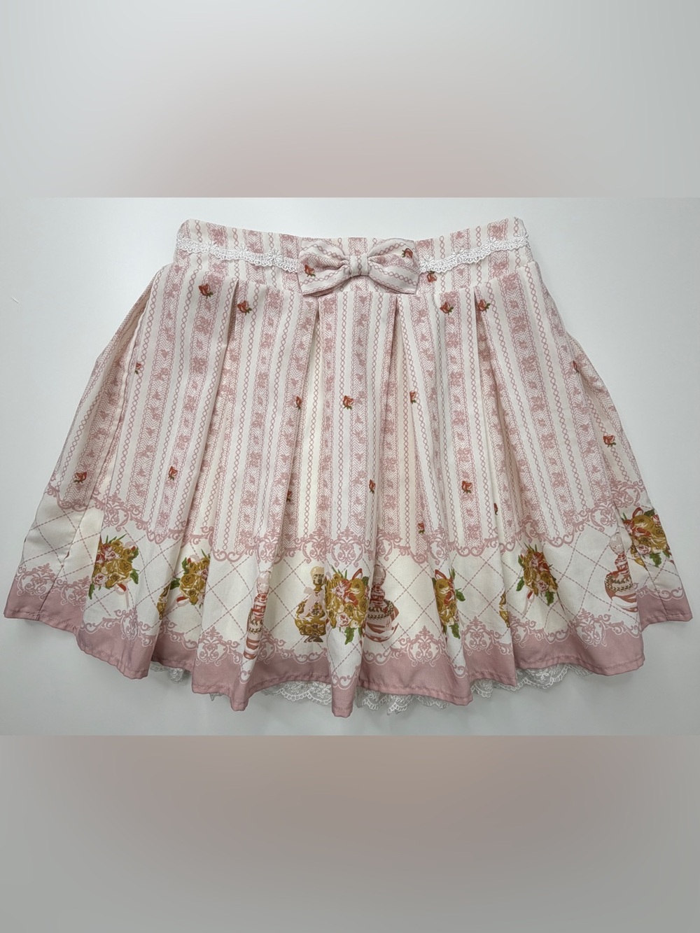 Ank Rouge Pink Perfume Print  Mini Skirt sz Small or XS EUC